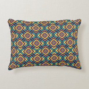 Vibrant Aztec Geometric Floral Pattern Decorative Cushion