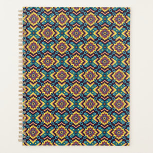 Vibrant Aztec Geometric Floral Pattern Planner