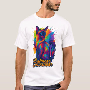 Vibrant Balinese Javanese Cat Pop Art – Colourful T-Shirt