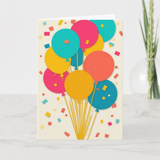 Vibrant Balloon Celebration Card (Front)