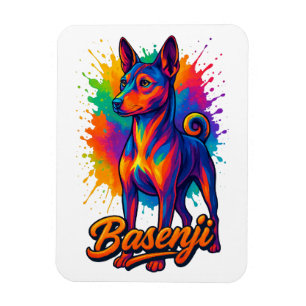 Vibrant Basenji Pop Art Design Magnet