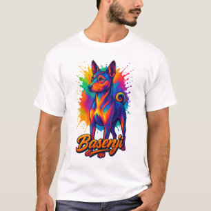 Vibrant Basenji Pop Art Design T-Shirt