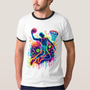 Vibrant Basketball Slam Dunk T-Shirt