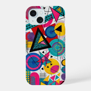 Vibrant Bauhaus Geometric Abstract - Teal Pink Yel iPhone 15 Case