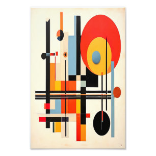 Vibrant Bauhaus-Inspired Geometric Abstract Art Photo Print