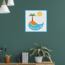 Vibrant Beach And Ocean Air Palm Tree Illustration