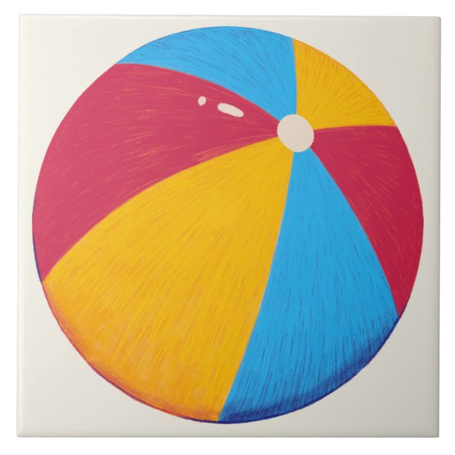 Vibrant Beach Ball Ceramic Tile (Front)
