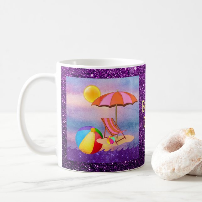 Vibrant Beach Coffee Mug (With Donut)