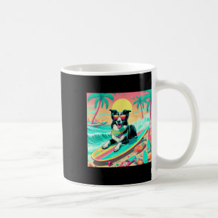 Vibrant Beach Scene Graphic Surfing Dog And Tropic Coffee Mug