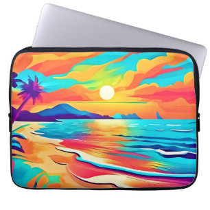 Vibrant Beach Sunset Art Laptop Sleeve