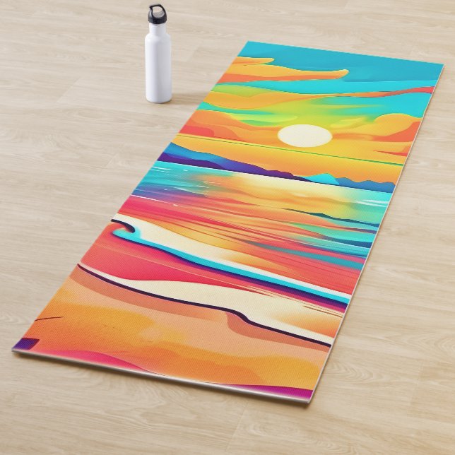 Vibrant Beach Sunset Art Yoga Mat (In Situ)