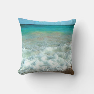 Vibrant Beach Watercolor Scene Cushion