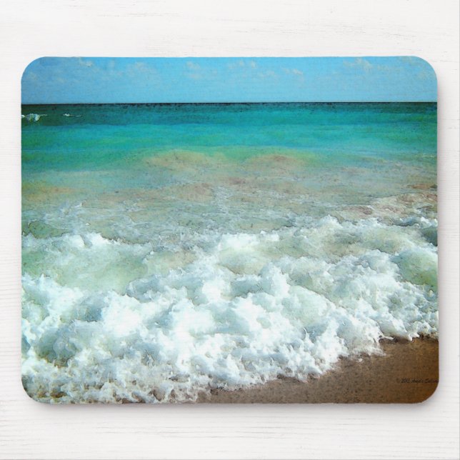 Vibrant Beach Watercolor Scene Mouse Mat (Front)
