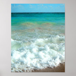 Vibrant Beach Watercolor Scene Poster