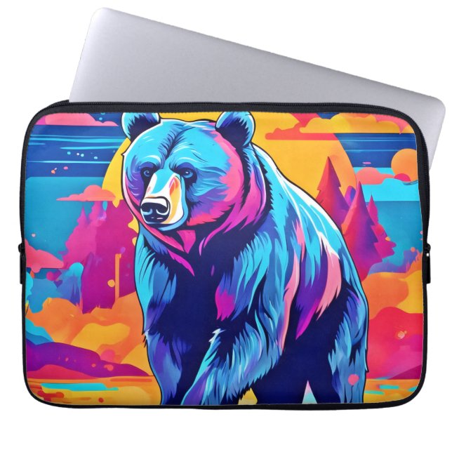 Vibrant Bear Art Laptop Sleeve (Front)