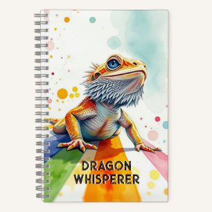 Vibrant Bearded Dragon Art Colorful Watercolor Notebook