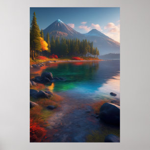 Vibrant Beauty of the Azure Lake Poster