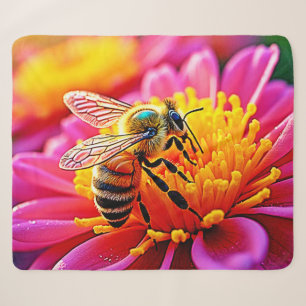 Vibrant Bee on Bloom Design Sherpa Blanket