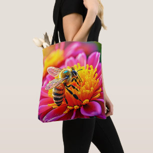 Vibrant Bee on Bloom Design Tote Bag