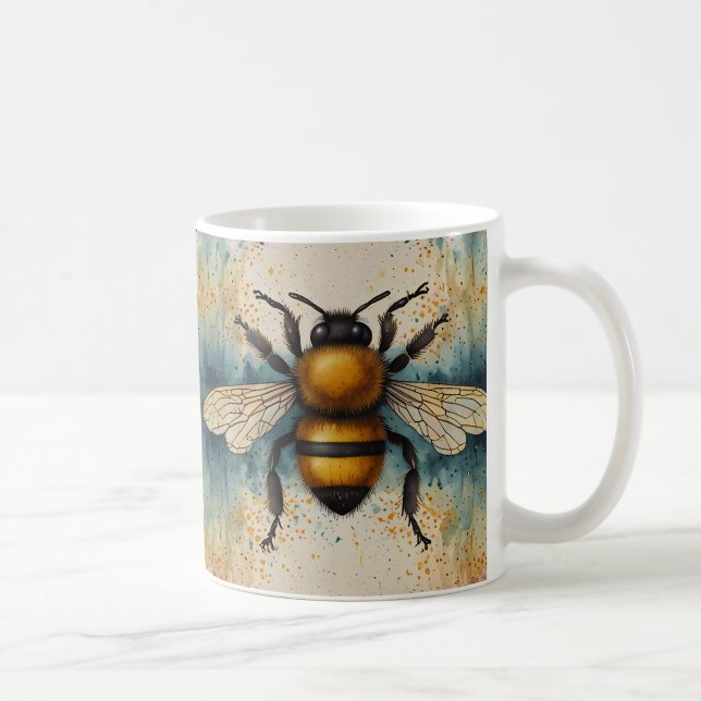 Vibrant Bee Watercolour Pattern Coffee Mug (Right)