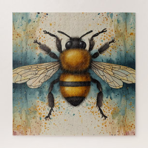 Vibrant Bee Watercolour Pattern Jigsaw Puzzle