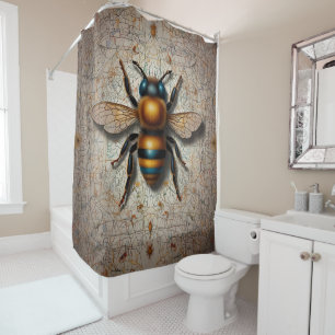 Vibrant Bee with pastel Hues Shower Curtain