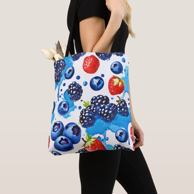 Vibrant Berry Pattern Tote Bag (Close Up)