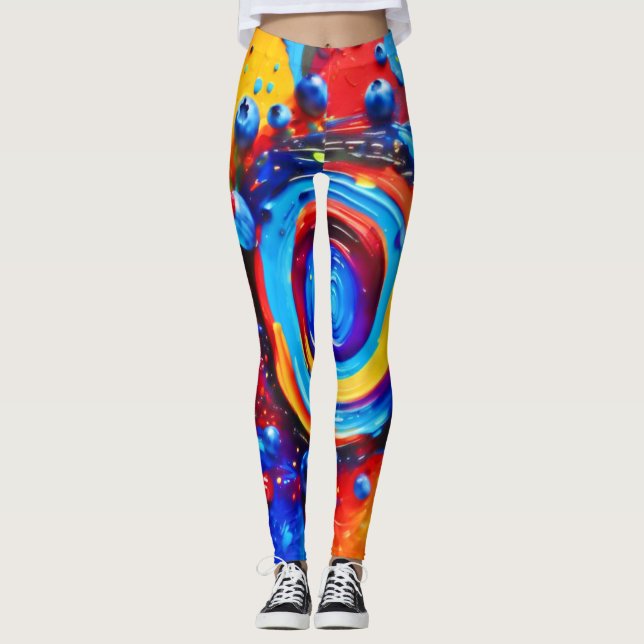 Vibrant Berry Vortex Leggings (Front)