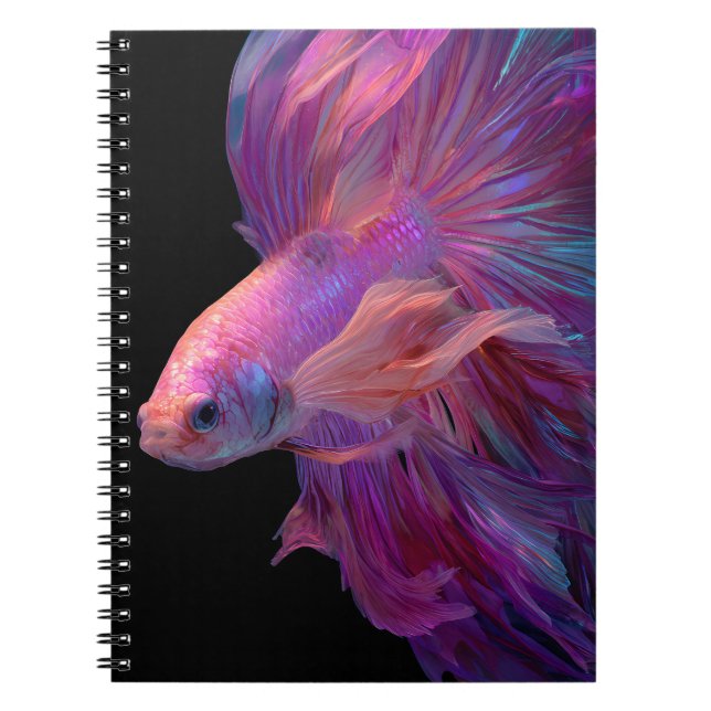 Vibrant Betta Fish Fantasy Notebook (Front)