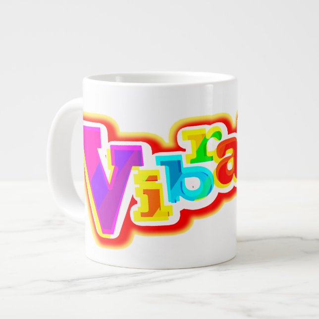 Vibrant big and colourful jumbo speciality mug (Front Left)