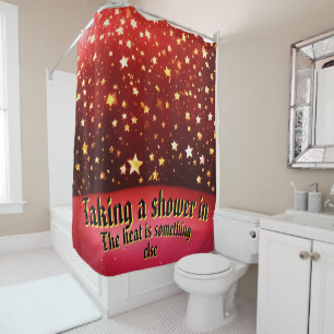 Vibrant Big Colourful Stars Shiny Red Background Shower Curtain