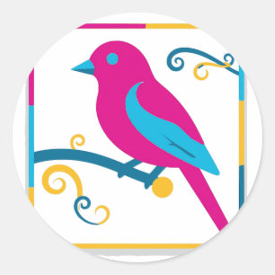 Vibrant Bird Silhouette Graphic Art Design Classic Round Sticker