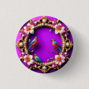 Vibrant Birds Perched 3 Cm Round Badge