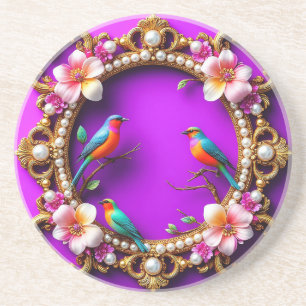 Vibrant Birds Perched Coaster