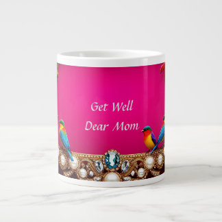 Vibrant Birds Surrounded by Ornate Jewellery Frame Large Coffee Mug