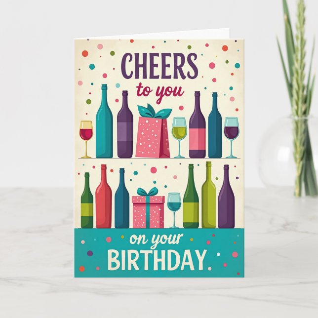 Vibrant Birthday Bottles Card (Front)