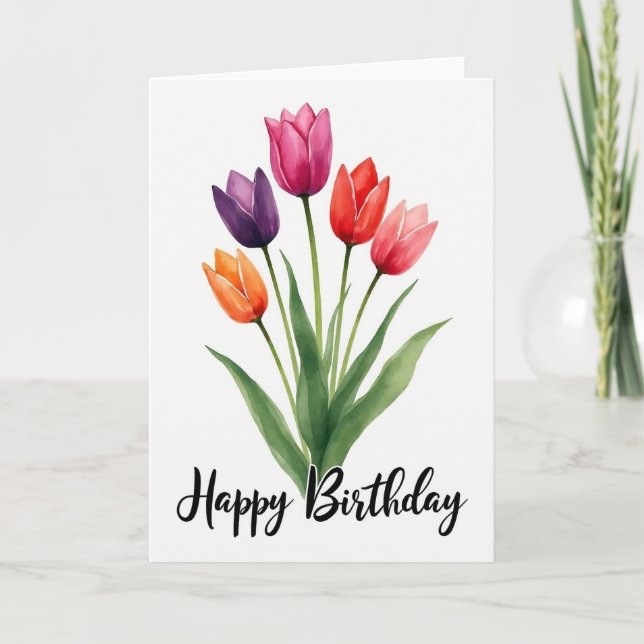Vibrant Birthday Bouquet Card (Front)