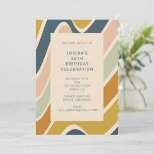 Vibrant Birthday Celebration Retro Abstract Bold Invitation