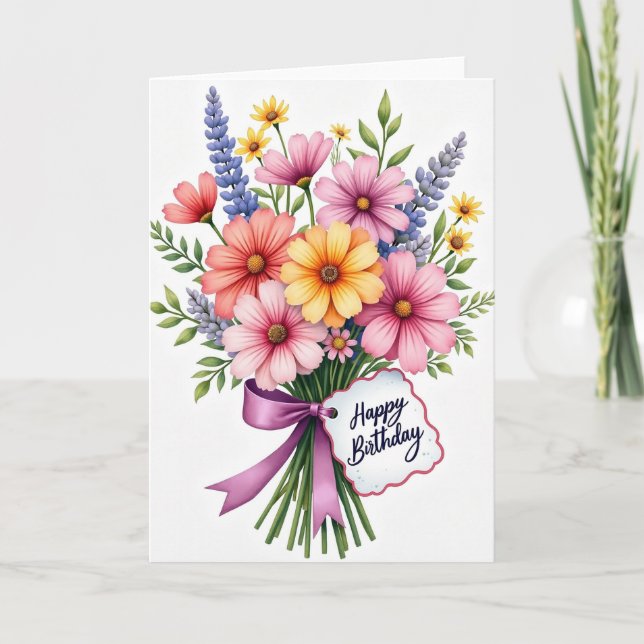 Vibrant Birthday Floral Card (Front)
