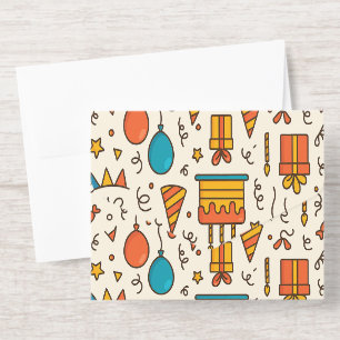 Vibrant Birthday Party Seamless Pattern All In One Invitation