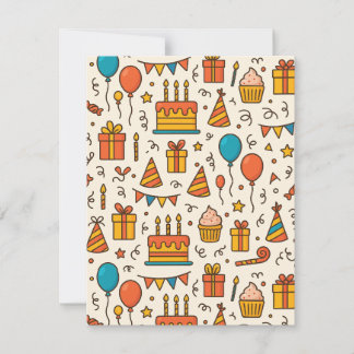 Vibrant Birthday Party Seamless Pattern Announcement