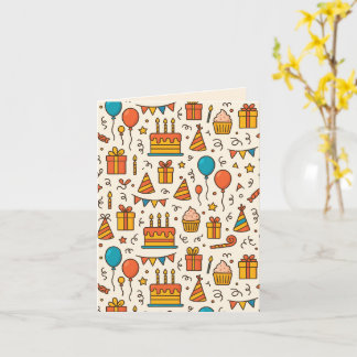Vibrant Birthday Party Seamless Pattern Card