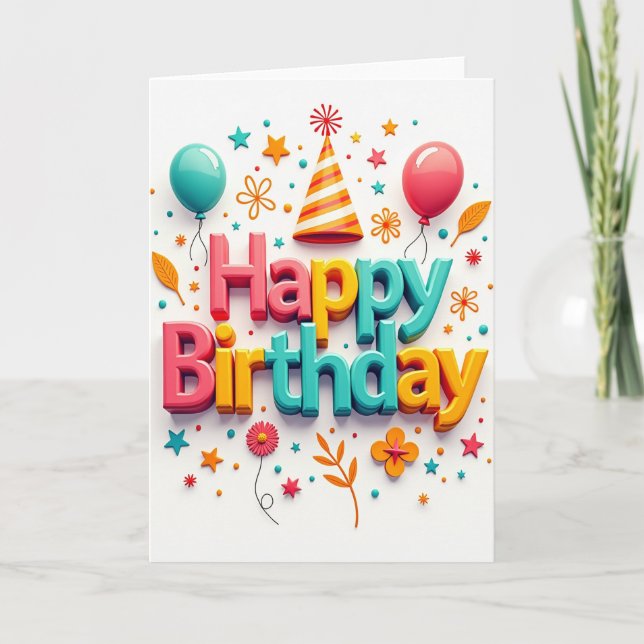Vibrant Birthday Scene Card (Front)
