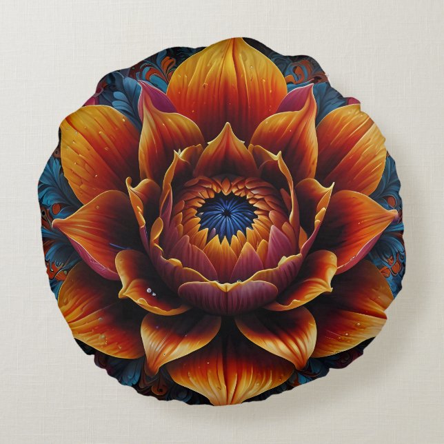 Vibrant Bloom: A Symphony of Colour Round Cushion (Back)