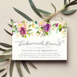 Vibrant Bloom Bridesmaids Brunch Invitation<br><div class="desc">Choose these beautiful bridesmaids brunch invitations to celebrate your closest confidantes before the big day. Modern watercolor floral design features a top border of roses and peonies in violet purple, blush pink and green with decorative typography accents and smoky blue grey lettering. Personalise with your desired bridesmaids brunch invitation wording...</div>