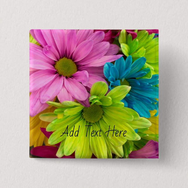 Vibrant Bloom – Colourful Floral Art 15 Cm Square Badge (Front)