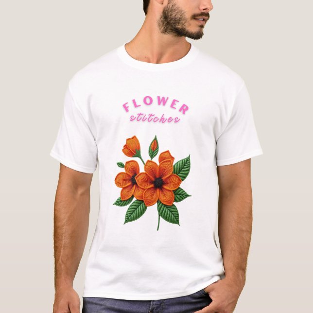 Vibrant Bloom Embroidery T-Shirt (Front)