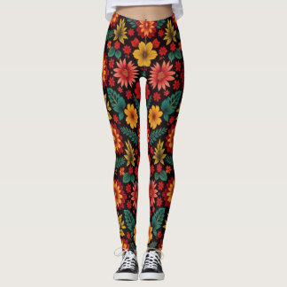 Vibrant Bloom Folkloric All-Over Print Leggings