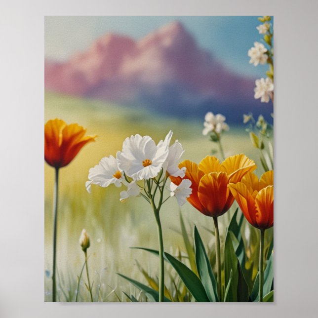 Vibrant Bloom Garden Art Poster (Front)