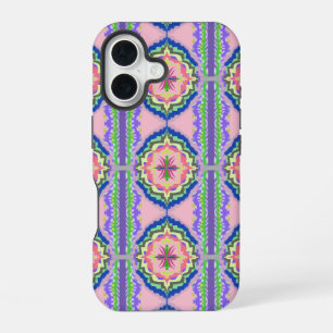 Vibrant Bloom Kaleidoscope: Pink & Emerald Mandala iPhone 16 Case